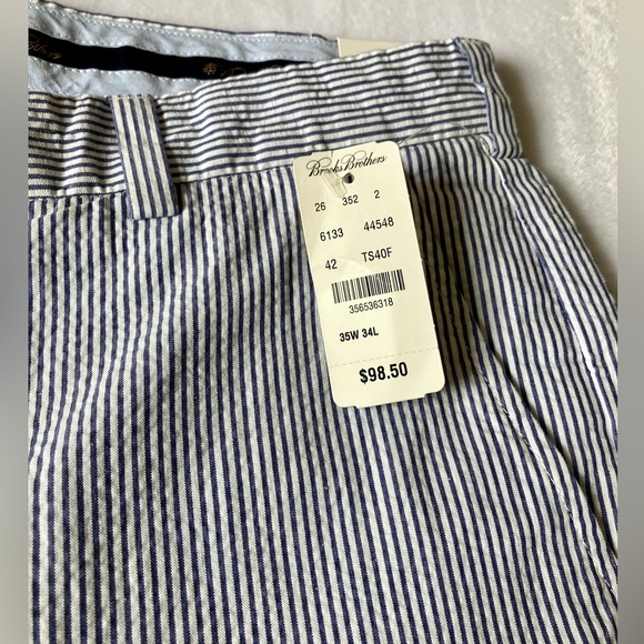 Brooks Brothers 35X34 Clark Genuine Seersucker Striped Pants NWT - Picture 4 of 8